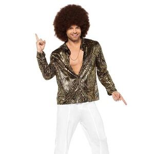 Leg Avenue Gold Zebra Print Disco Shirt